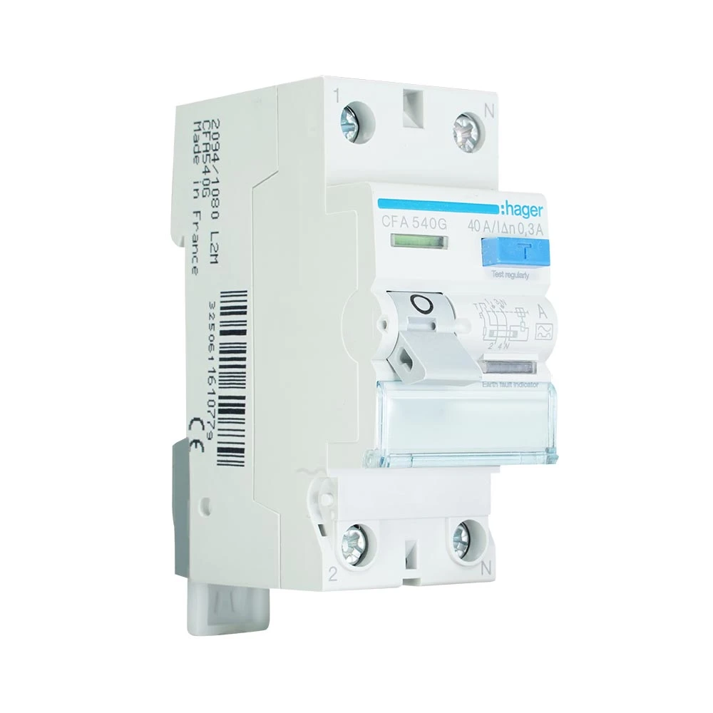 Hager aardlekschakelaar 2-polig 40A 300mA type A (CFA540G)