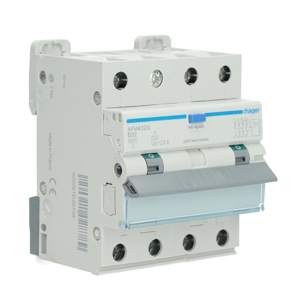 Hager Aardlekautomaat 4-polig 32A B-kar 300mA (AFM432G)