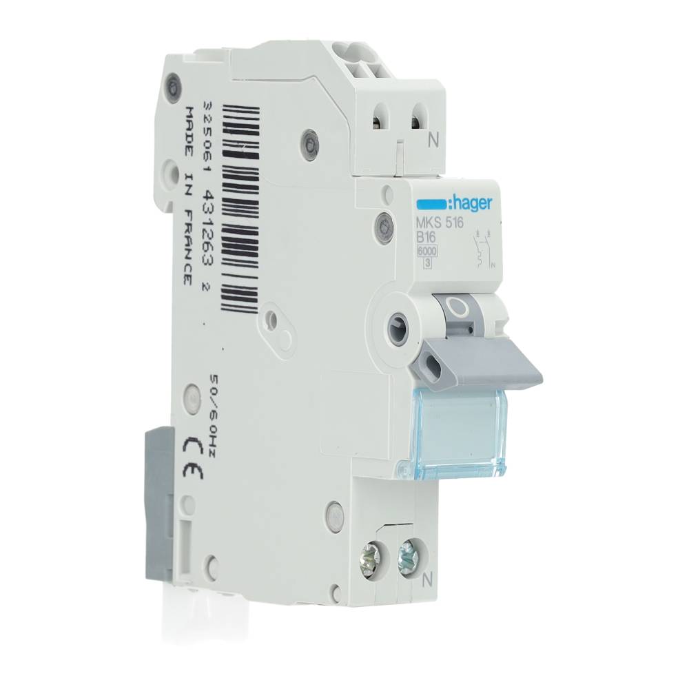 Hager installatieautomaat uitbreidingsset 1-polig+nul 16A B-kar Quickconnect (VKS01SG)