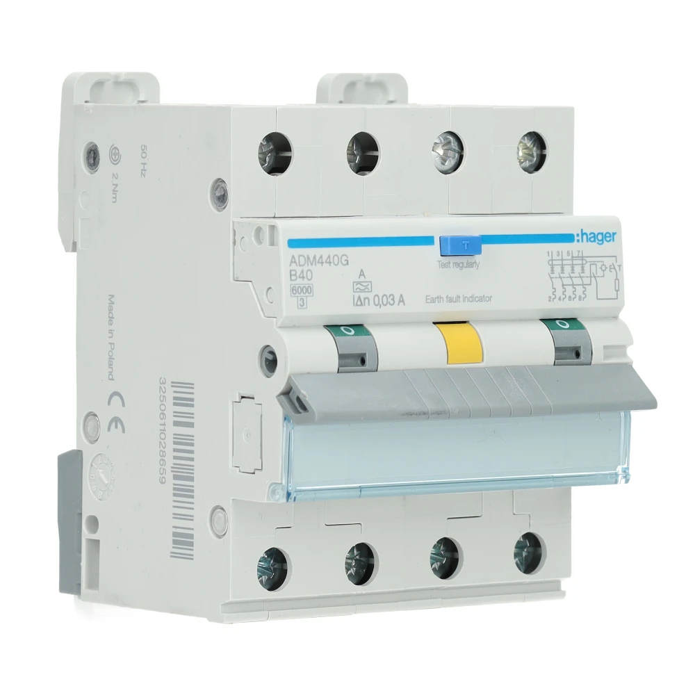 Hager aardlekautomaat 4-polig 40A B-kar 30mA (ADM440G)
