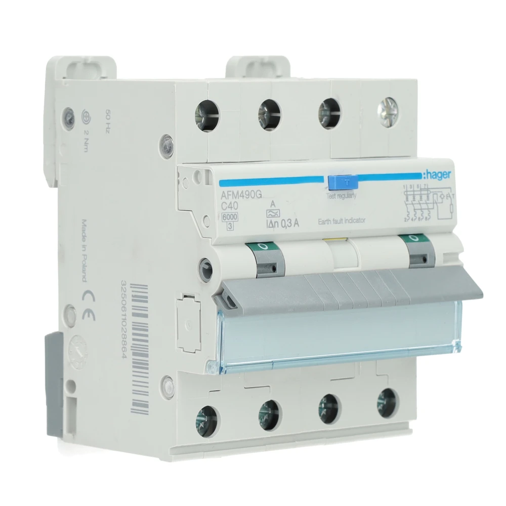 Hager aardlekautomaat 4-polig 40A C-kar 300mA HACO (AFM490G)