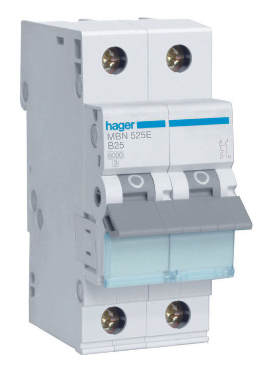 Hager installatieautomaat 2-polig 25A B-kar (MBN525E)