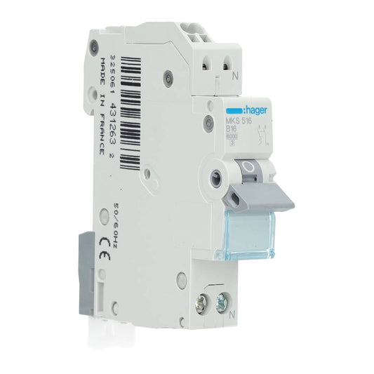 Hager installatieautomaat uitbreidingsset 1-polig+nul 16A B-kar Quickconnect (VKS01SG)